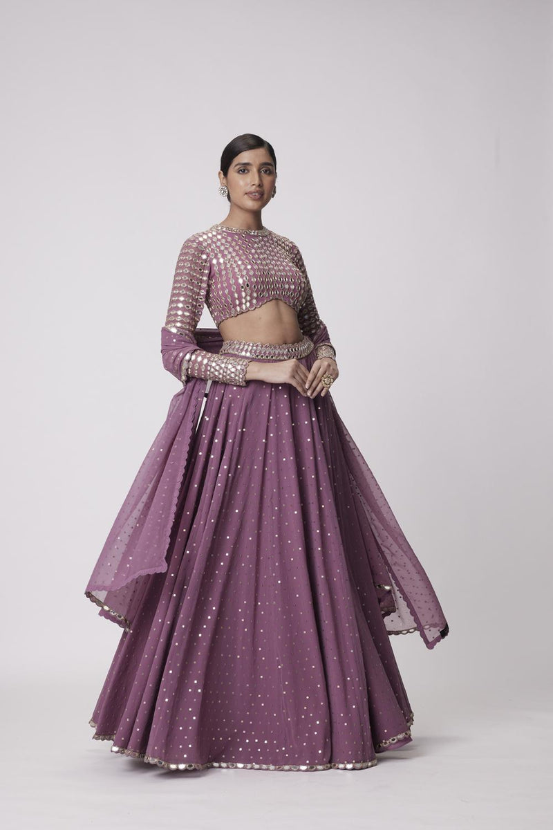 Mud  Mauve Hand Embroidered Lehenga Pants Set