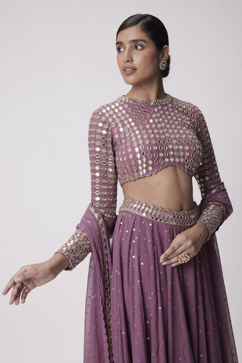 Mud  Mauve Hand Embroidered Lehenga Pants Set