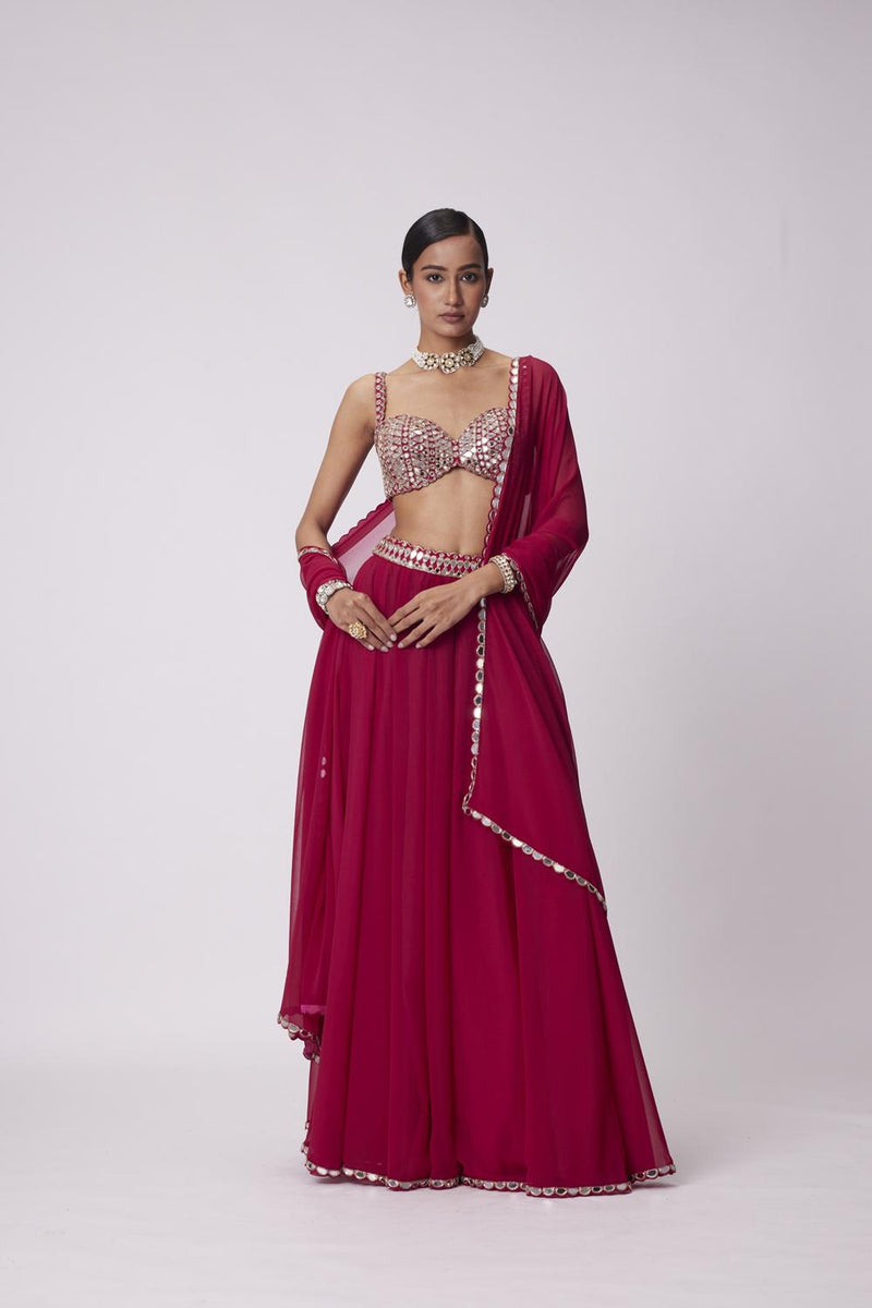 Crimson Red Lehenga Pants Set