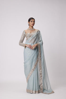 Powder Blue Organza Saree Set