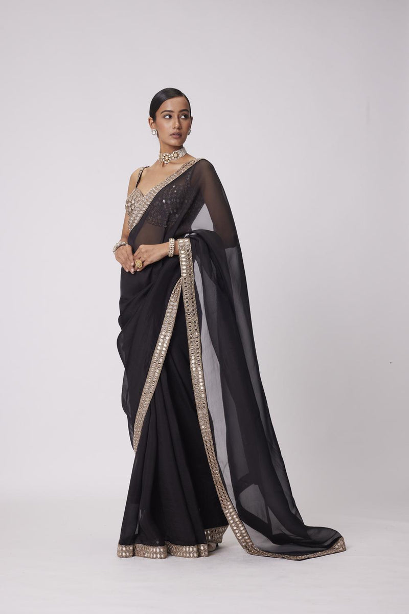 Black Organza Saree Set