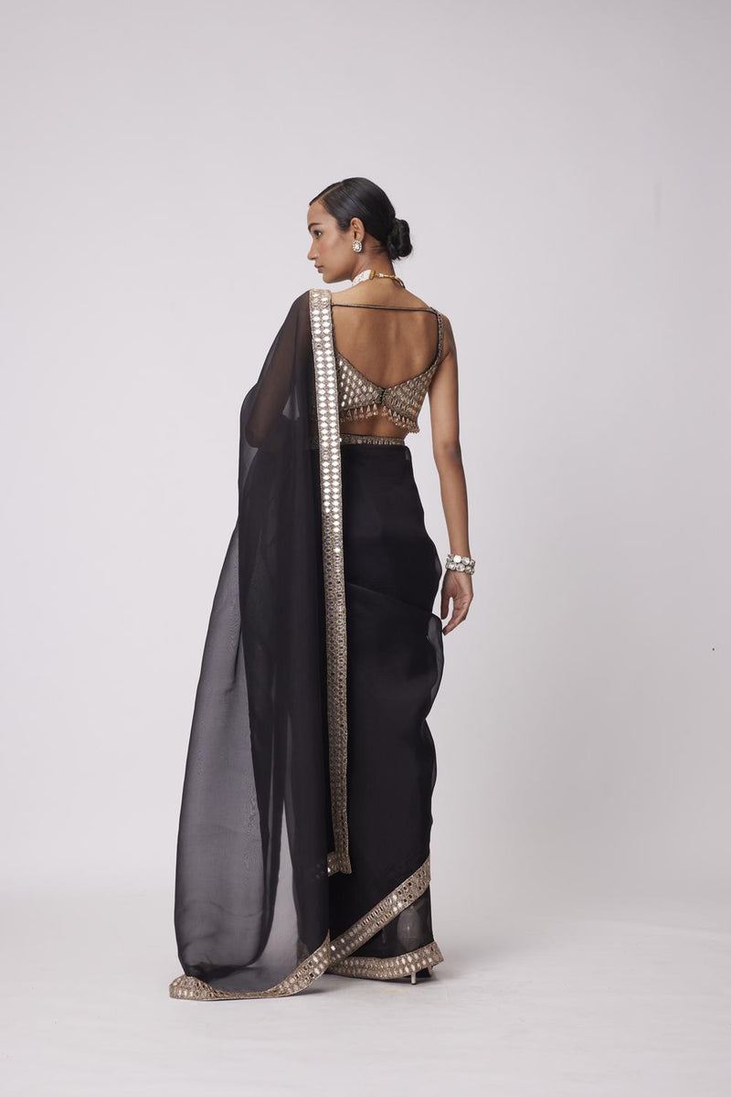 Black Organza Saree Set