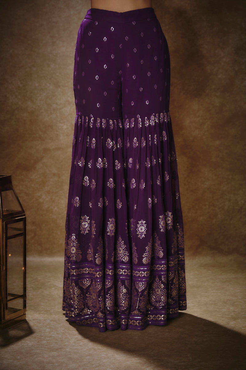 Royal Purple Kurta Gharara Set