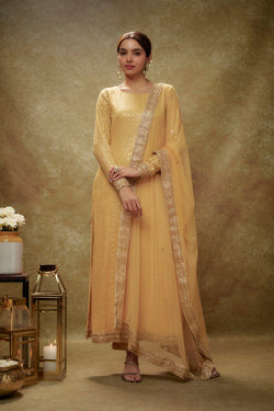 Champagne Gold Sequin Kurta Pants Set