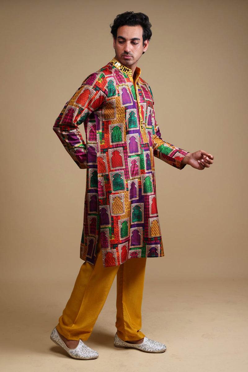 Mirror Work Kurta With Matching Pyjama