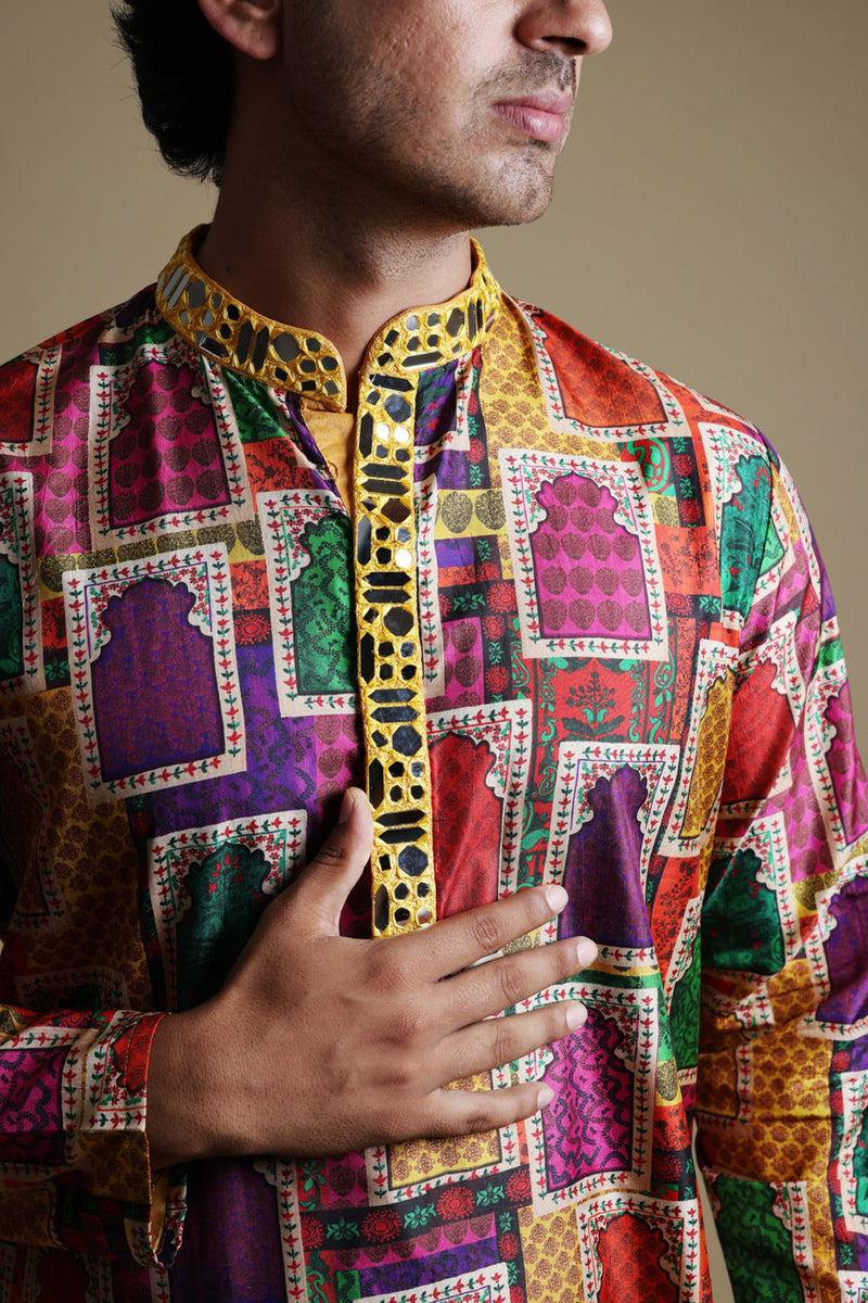 Mirror Work Kurta With Matching Pyjama