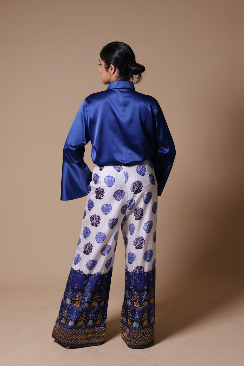 Hand Embroidered Flared Pants With Shirt