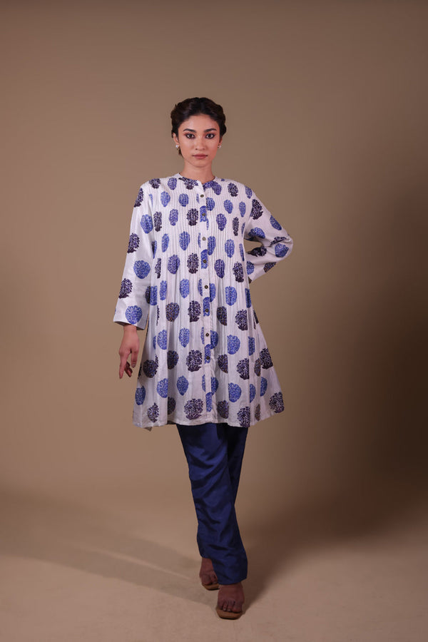 Hand Embroidered Pintuck Kurti With Pant