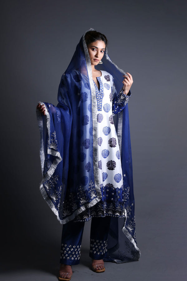 Hand Embroidered Kurta With Pant And Dupatta