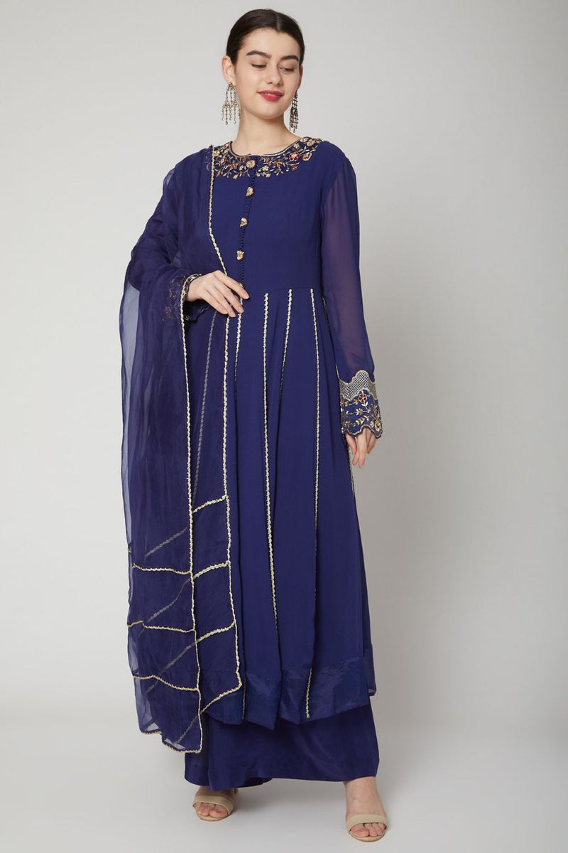 Cobalt Blue Embroidered Kurta Set