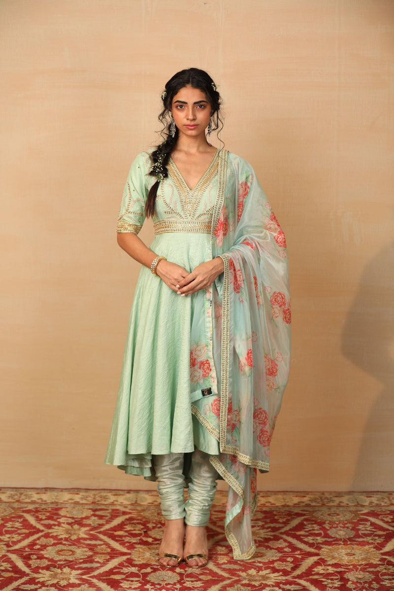 Zara Mint Green High Low Anarkali