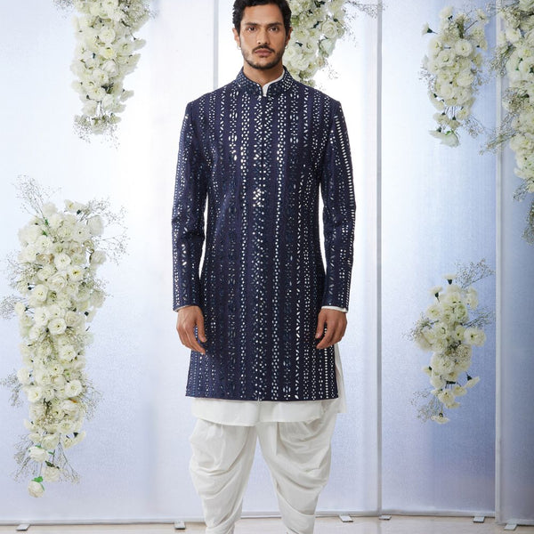 Midnight Mirror Work Sherwani Set Estie Couture