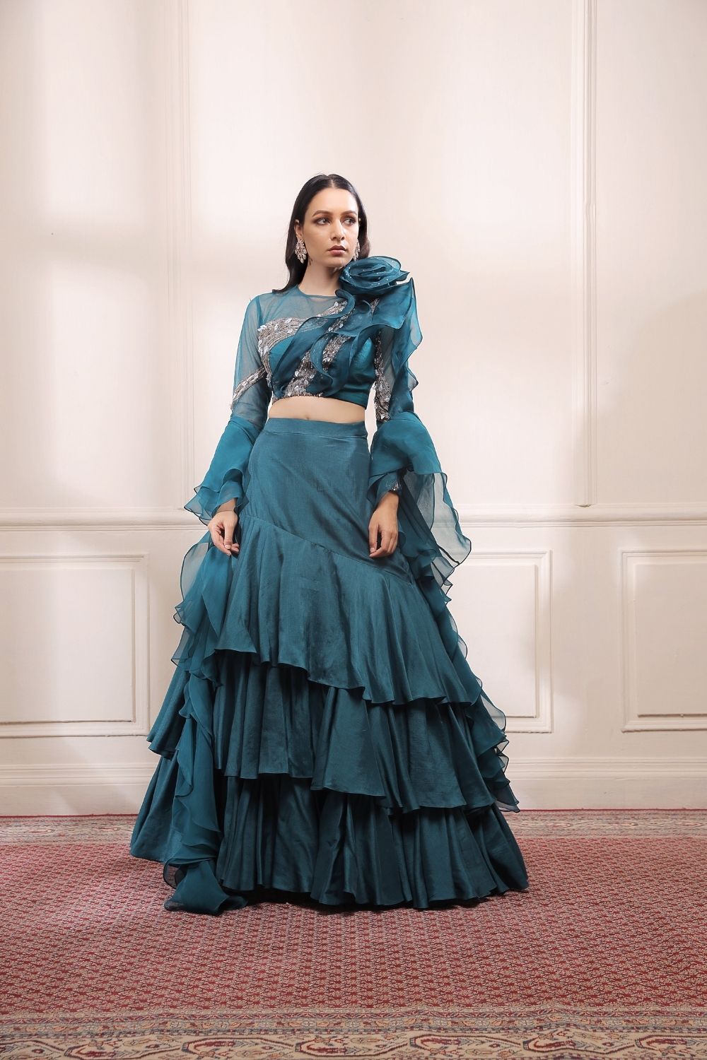 Myra Grey Designer Ruffle Layered Lehenga Choli - Lehengas Designer  Collection | Wedding lehenga designs, Indian fashion dresses, Designer  dresses indian