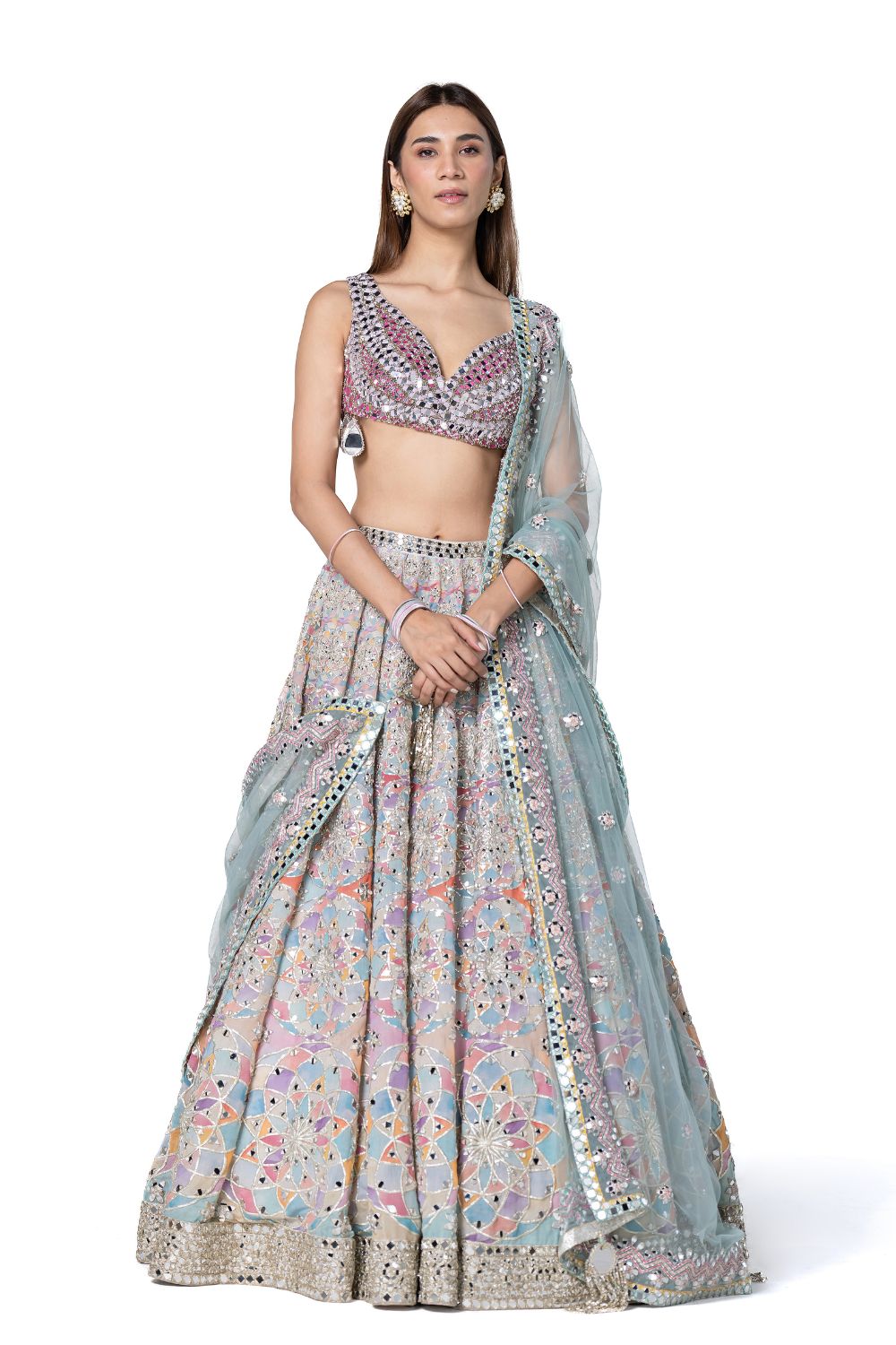 Lehenga in pastel clearance shades