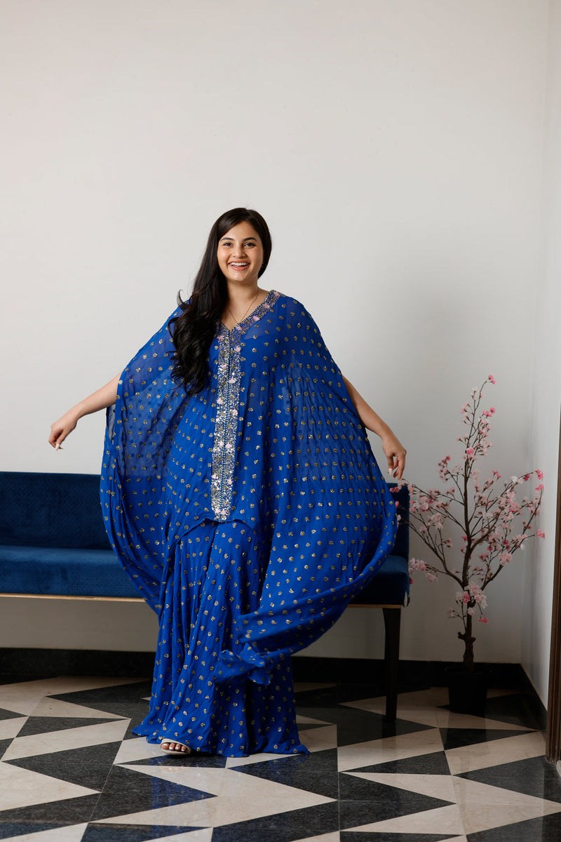 Georgette Kaftan With Sharara Pants