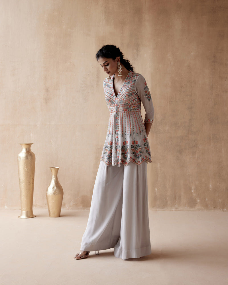 Grey Kurta With Sharara