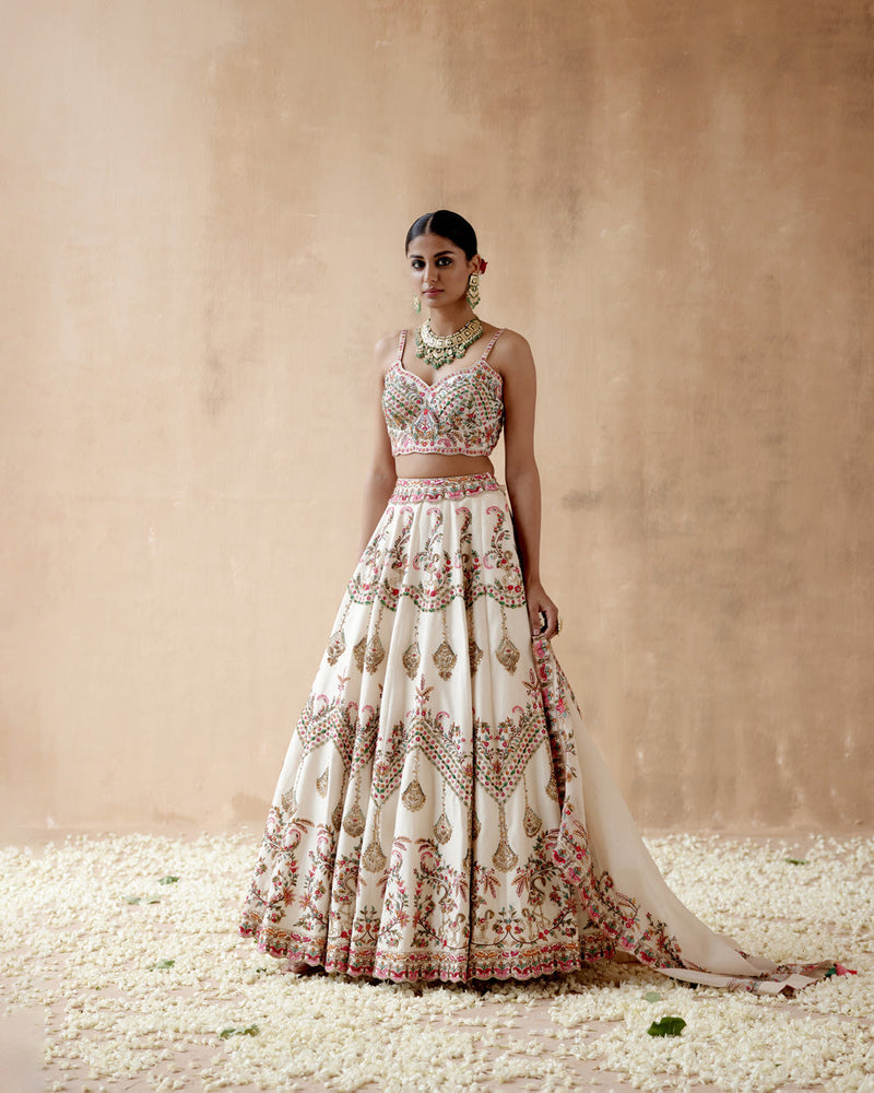 Ivory Dupion Silk Lehenga Set