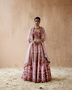 Pink Raw Silk Lehenga Set