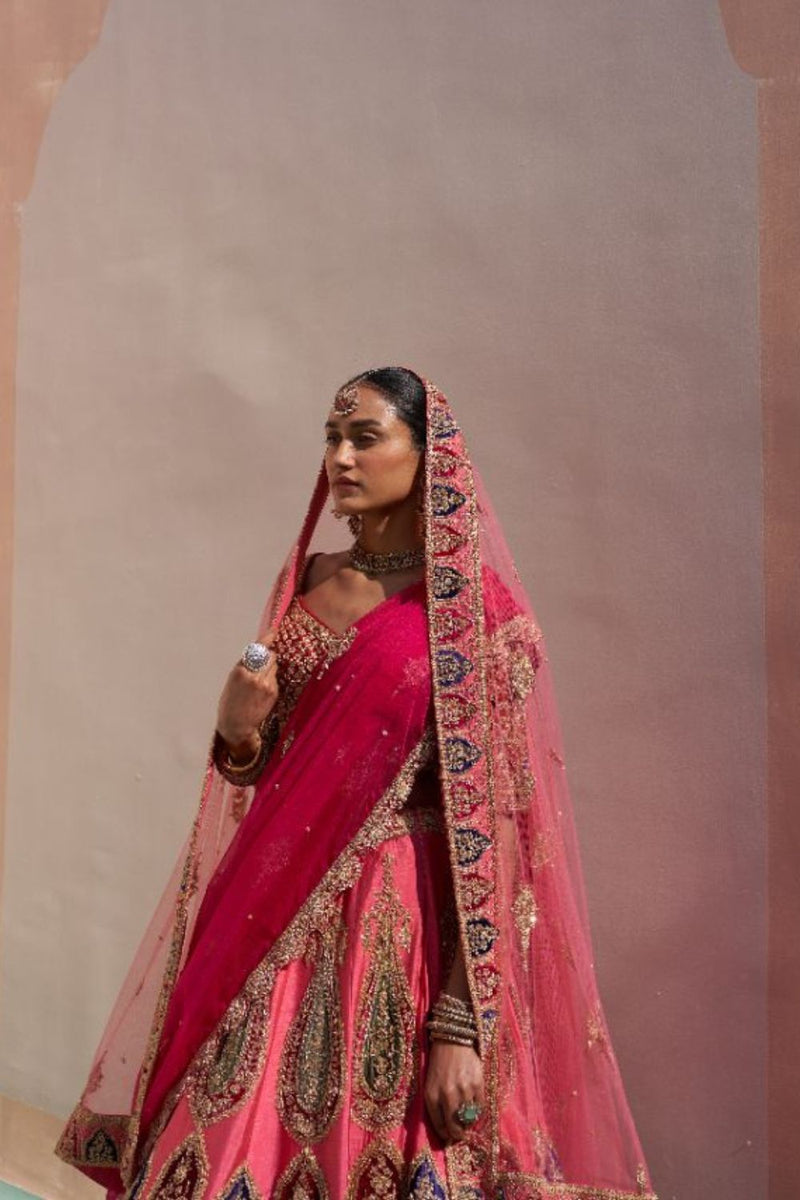 Pink Double Dupatta Lehenga Set