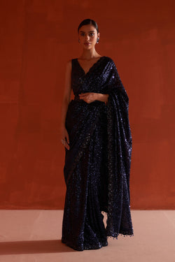 Midnight Blue Georgette Saree