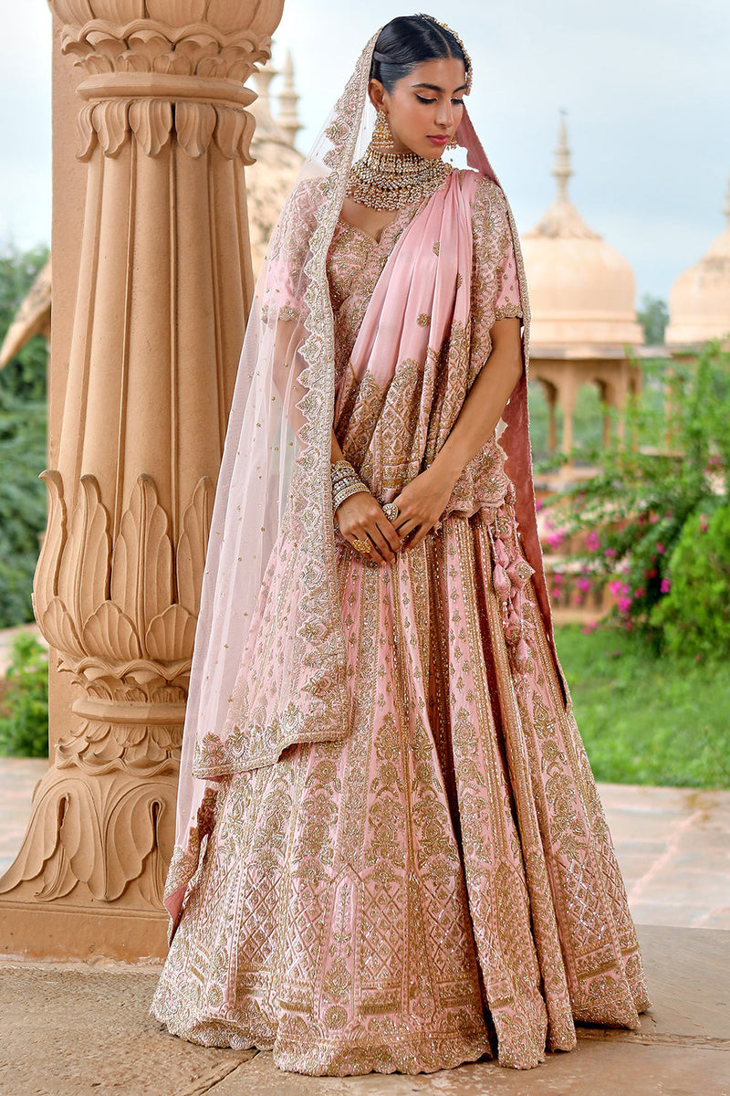 Baby pink bridal lehenga hotsell