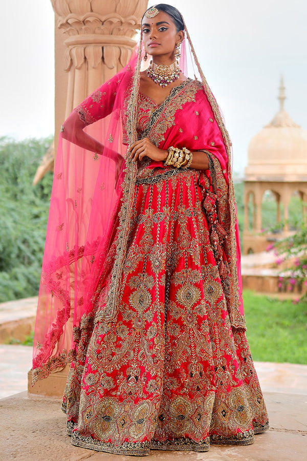 Cherry Pink Bridal Lehenga Set