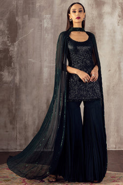 Dark Green Sharara Set