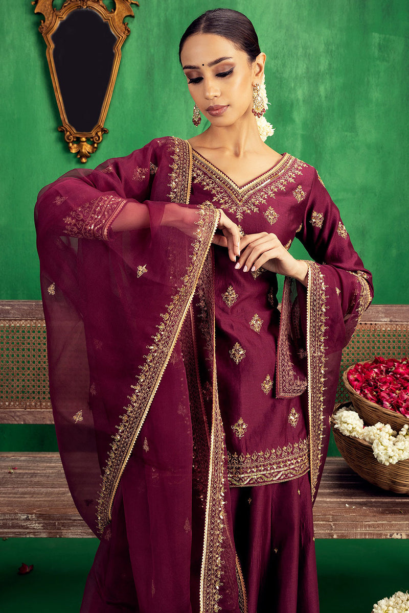 Falsa Purple Flared Sharara Set