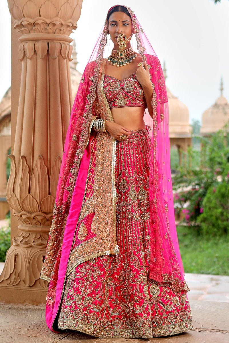 Hot Pink Bridal Lehenga Set