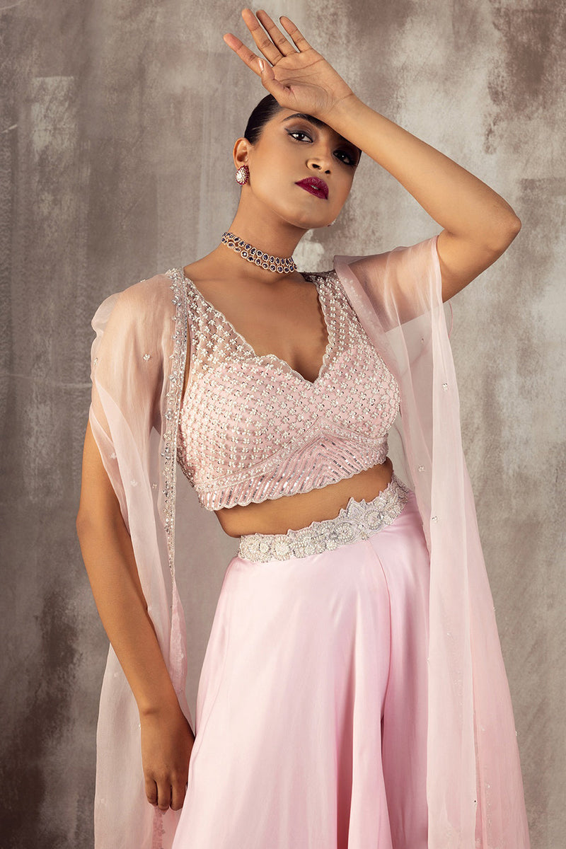 Baby Pink Cape Sharara Set