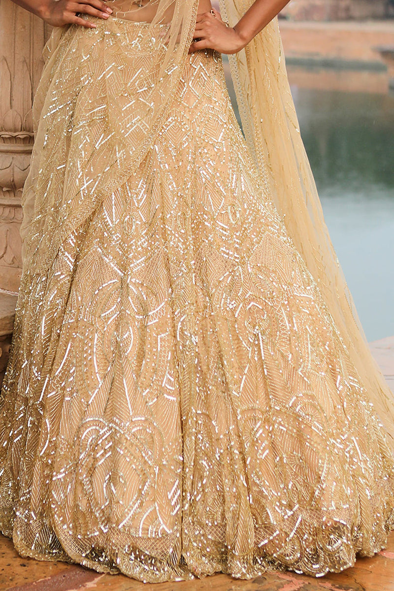 Gold Lehenga Saree Set