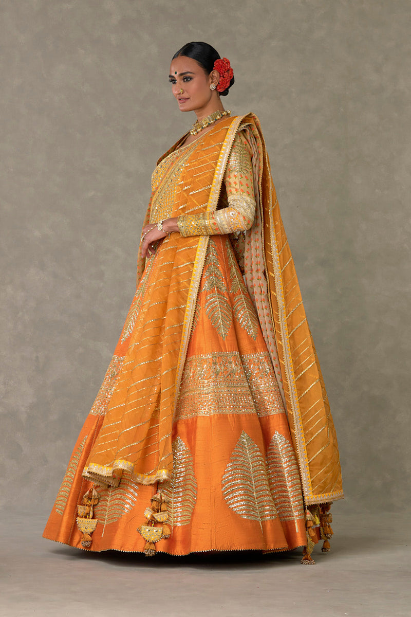 Rust 'Paan-Patti' Lehenga Set