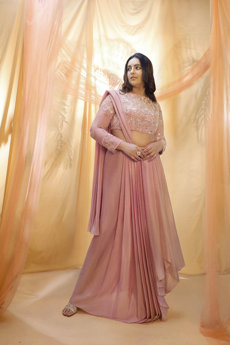 Rose Gold Dhoti Set