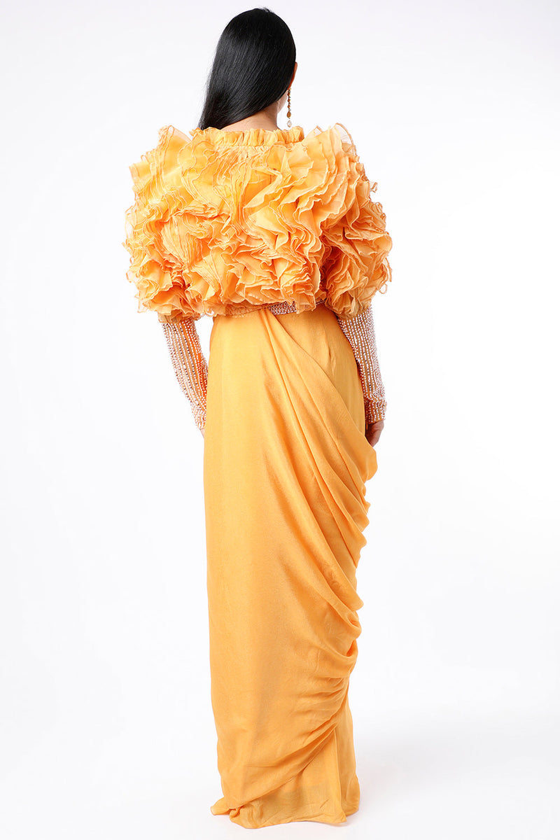 Yellow Ruffle Dhoti Set