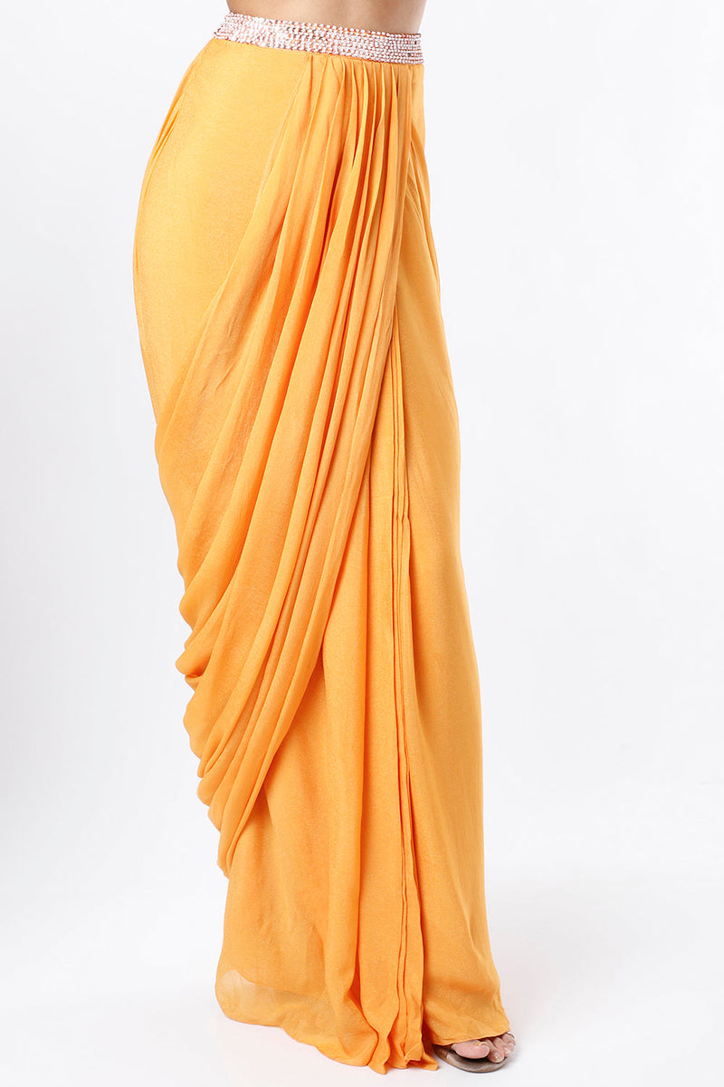 Yellow Ruffle Dhoti Set