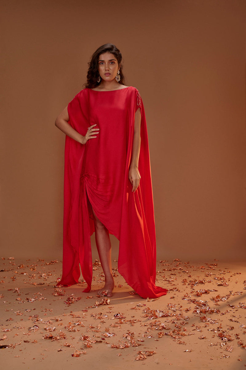 Red Pleated Kaftan Estie Couture