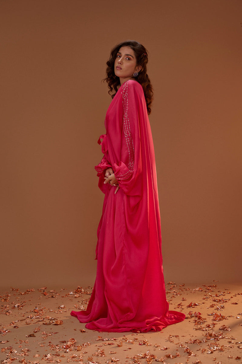 Hot Pink Tie Up Kaftan