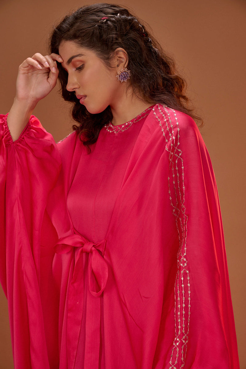 Hot Pink Tie Up Kaftan