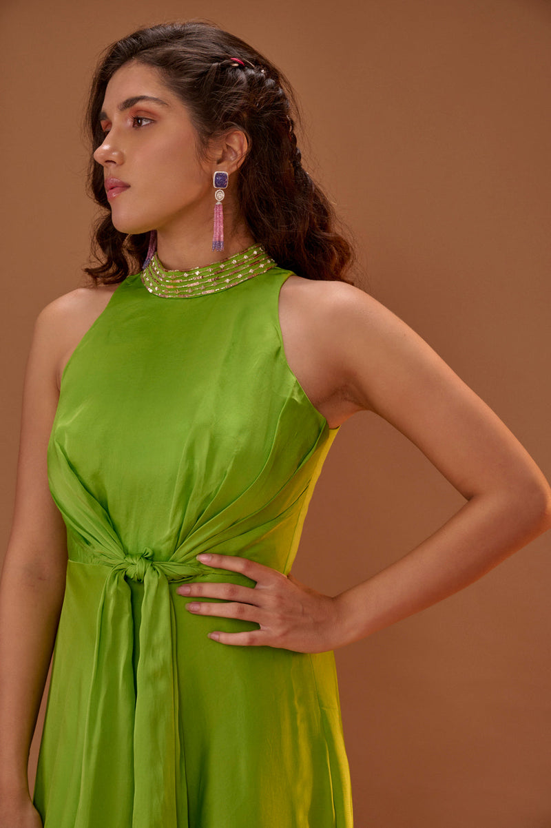 Green Halter Neck Dress