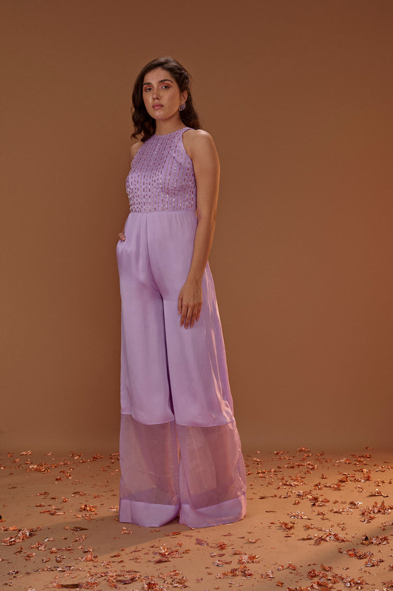 Lilac Hlater Neck Jumpsuit