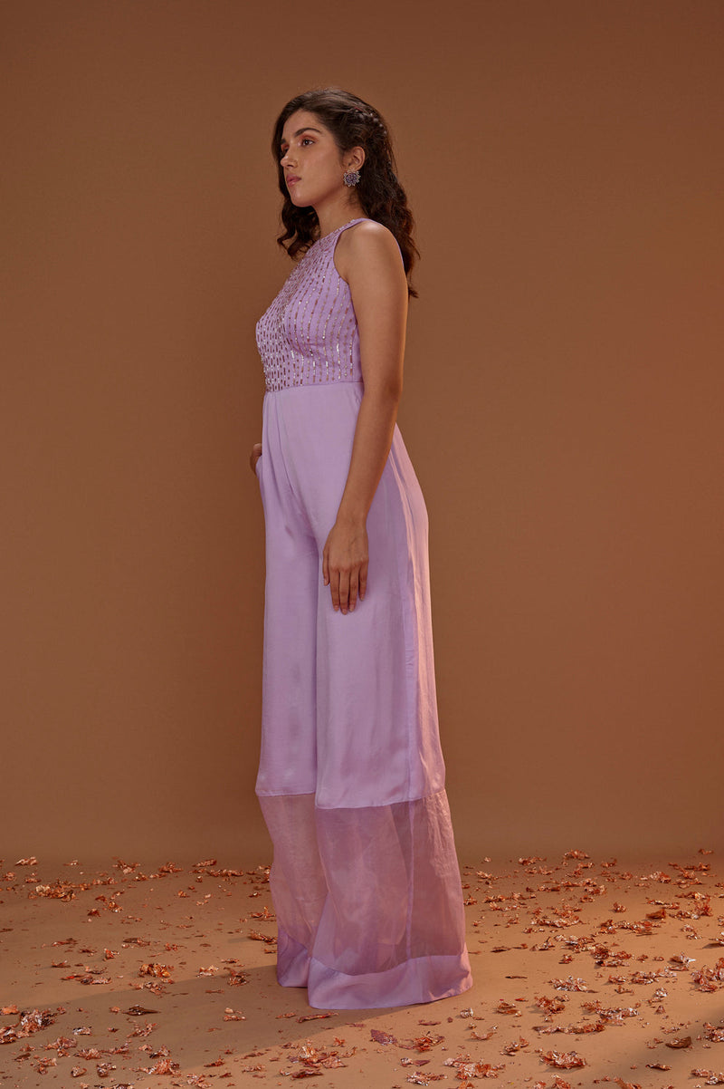 Lilac Hlater Neck Jumpsuit