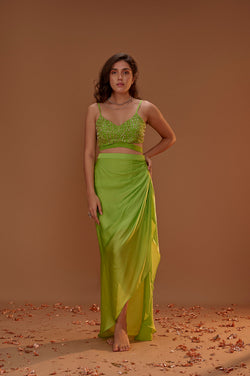 Green Dhoti With Bustier