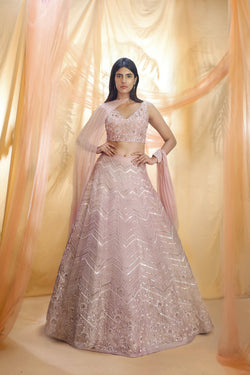 Dusted Lilac Drape Lehenga