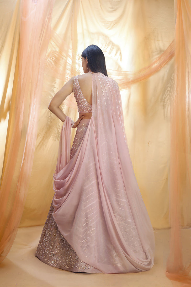 Dusted Lilac Drape Lehenga