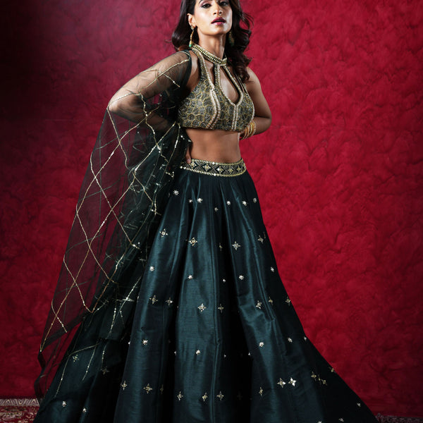 Red & black combination lehenga choli #comment if u want this dress |  Designer lehenga choli, Silk lehenga, Indian designer outfits