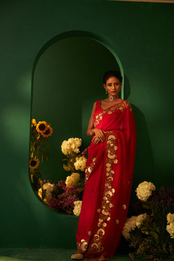 Silk Saree With Patti Work Saree