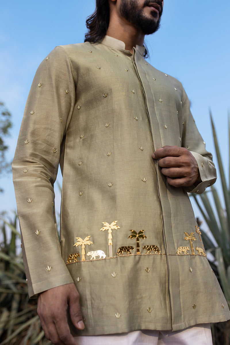 Khaki Heritage Short Kurta Sets