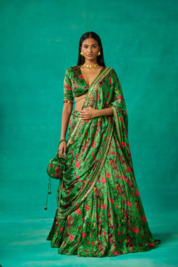 Green Lehenga And Blouse Set With Dupatta