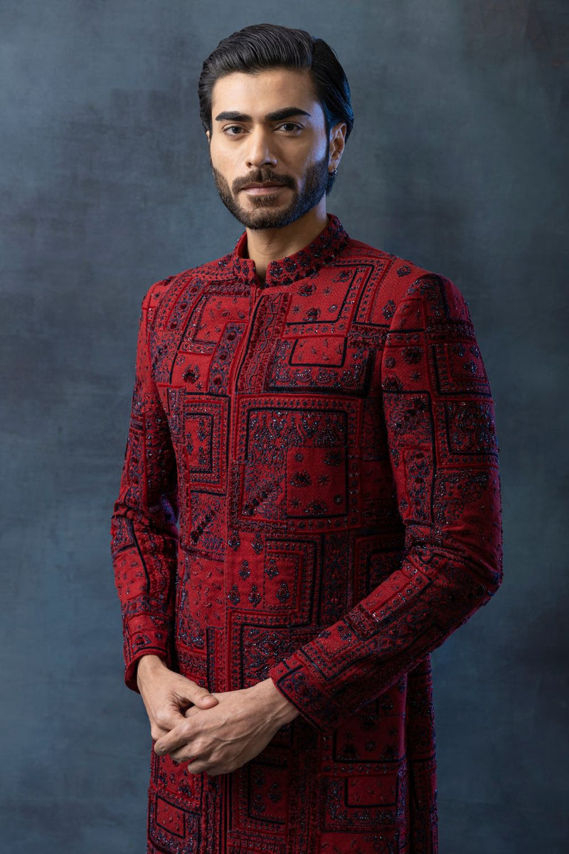 Oxblood Red Sherwani