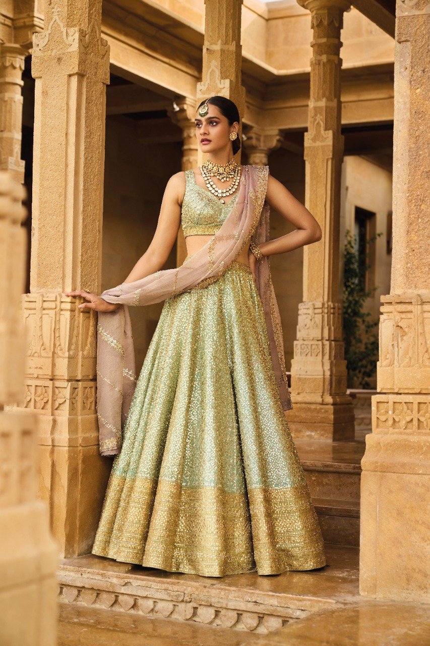 Sea Green Gota Patti Lehenga Set